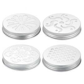 sourcing map 16pcs Aluminium Hollow Jar Lids 68mm Replacement Mason Jar Insert Lids Air Freshener Hollow Lids Reusable Wide Mouth Canning Covers with Honeycomb Windmill Hole for Home Office