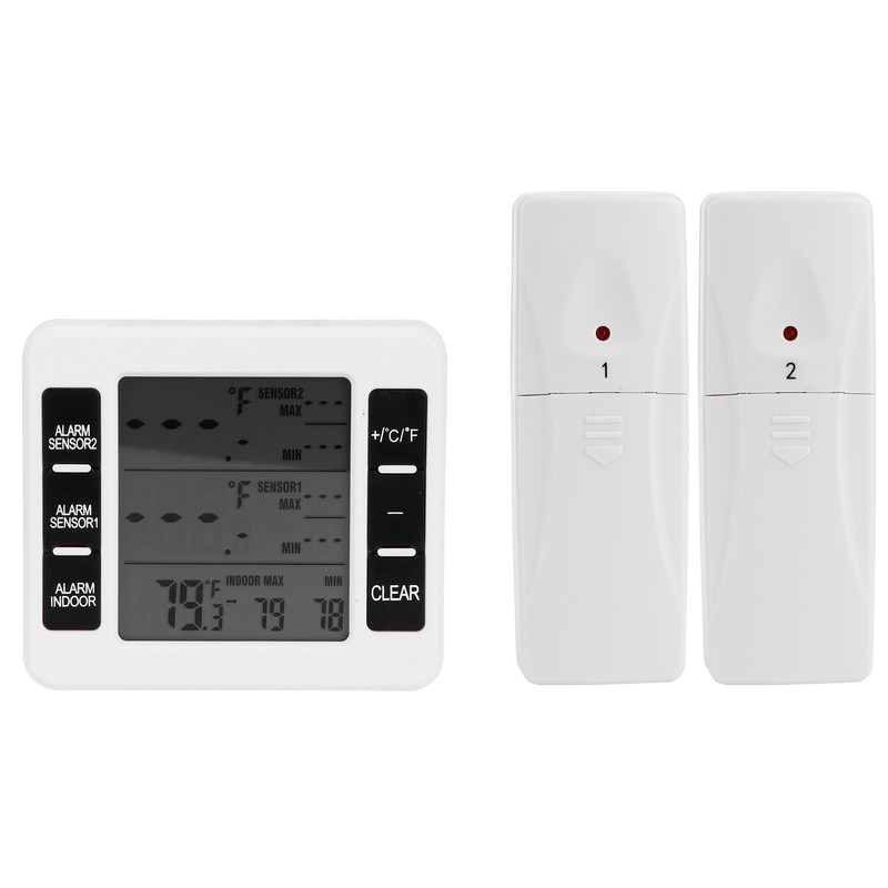 Refrigerator Thermometer Wireless Indoor LCD Digital Freezer Alarm Thermometerwith 2