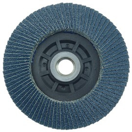 Weiler 50007 Tiger 5/8"-11 Arbor, 4-1/2" Diameter, 60 Grit, Zirconium, Trimmable Composite Backing, Angled Abrasive Flap Disc, Made in the USA