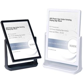 ECKEK ABS Plastic Sign Holder, Menu Displays T Shape Sign Stand, Rotating Display Stand for Ads, Menu, Photos, Business Card (Black A5 148×210mm/ 5.83×8.27 inches)