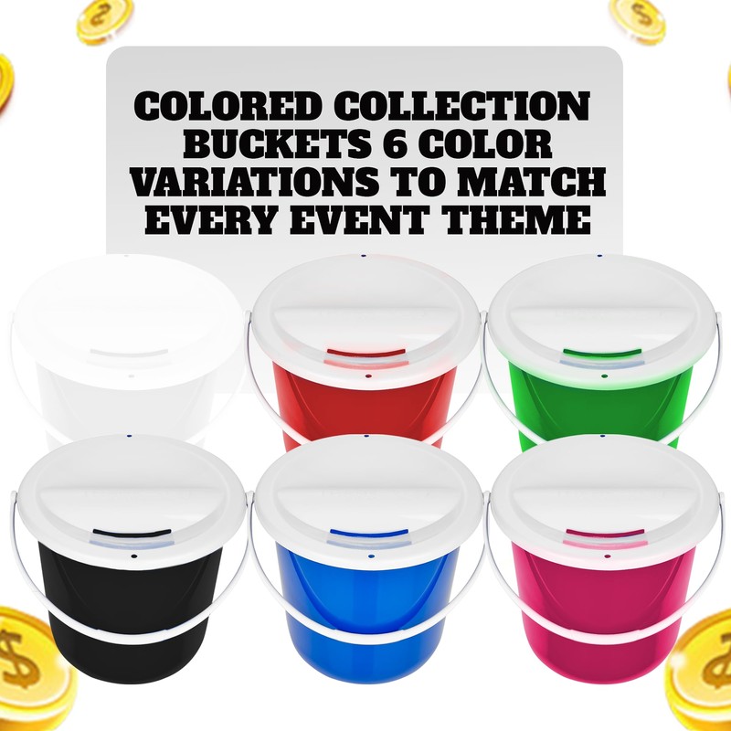 Plastic Street Collection Charity Donation Bucket (White 4 Pack)