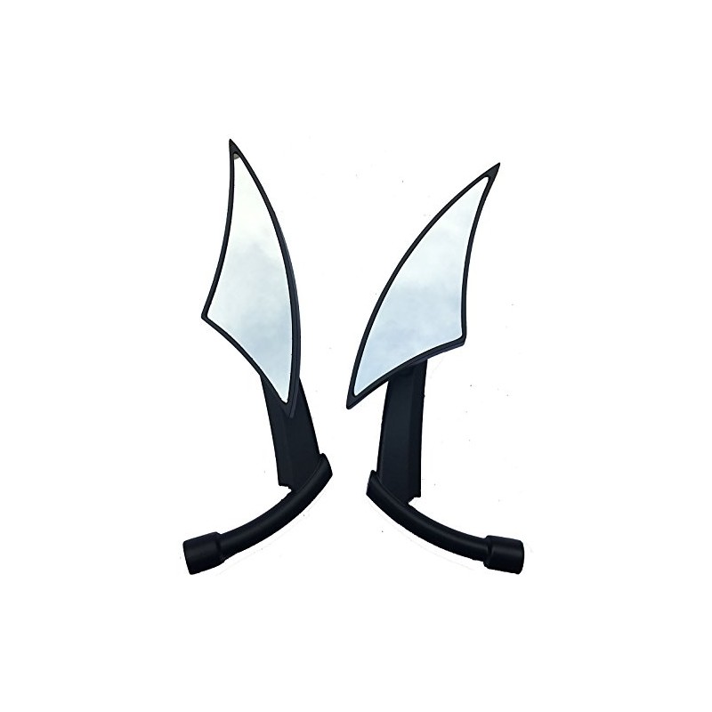 MotorToGo One Pair Black CNC Spear Sickle Mirrors Compatible for