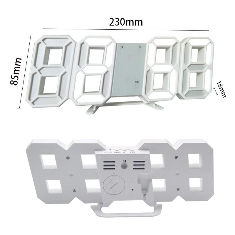 LED Digital Wall Clock Alarm USB Date Temperature Table Desktop