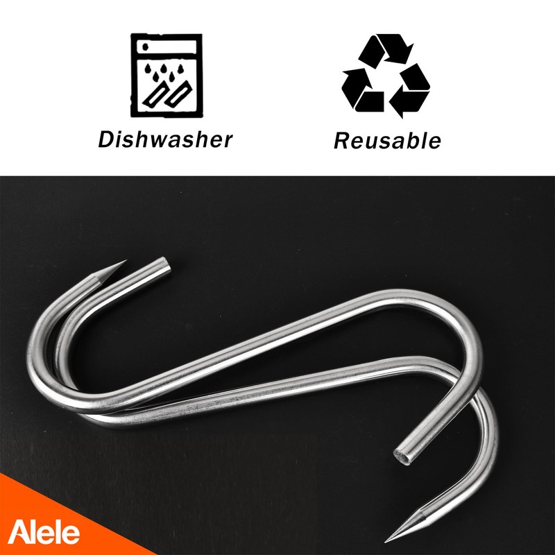 Alele 8 Inch Meat Hook 10mm Heavy Duty Stainless Steel