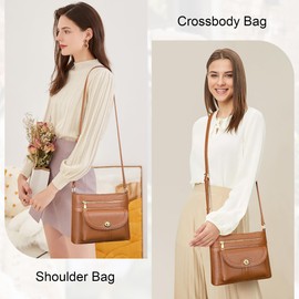 Over Earth Genuine Leather Crossbody Bags for Women Trendy Leather Purses and Ladies Shoulder Handbags(O202E-2G Brown)