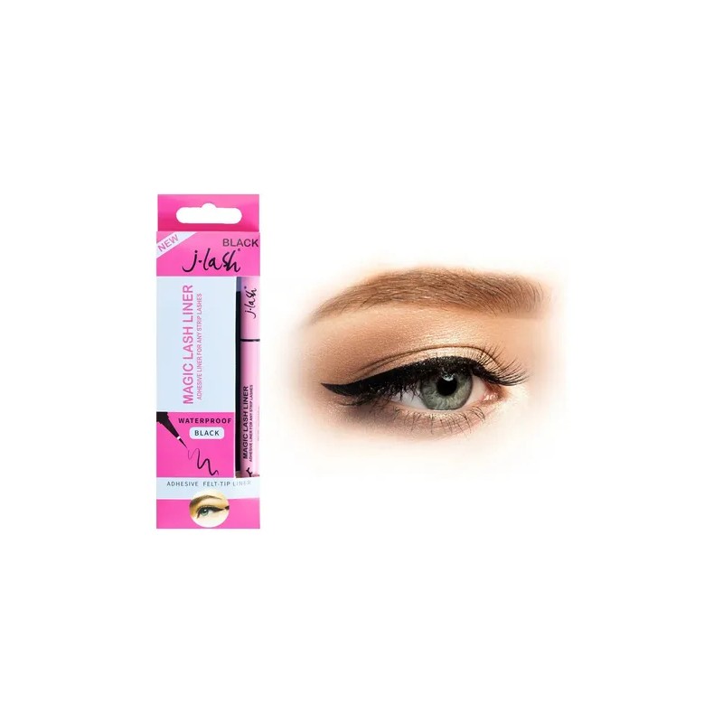 Magic Lash Liner Jlash Delineador Plumón Pegamento Pestañas Color Negro