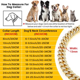 Rosegold Dog Chain Diamond Cuban Collars Walking Rosegold Metal Chain Collar with Design Secure Buckle,Pet Cuban Crystal Jewelry Collar Necklace Accessories for Dogs Cats(Rosegold,26inch)