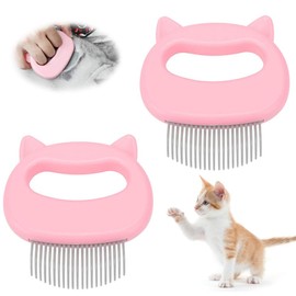 Cat Brush, Pack of 2 Cat Comb, Cat Brush Long Hair, Brush Dog Short Hair, Massage Comb for Pet Cats, Massage Comb Pet, Brush for Removing Loose Hair, Grooming Cleaning (Pink)
