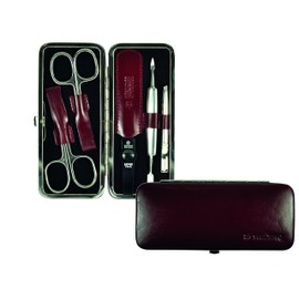 Pfeilring Adult Manicure Case, Cowhide Leather, Bordeaux, 5 Pieces, Nickel Filled, Manicure, Multicoloured, One Size