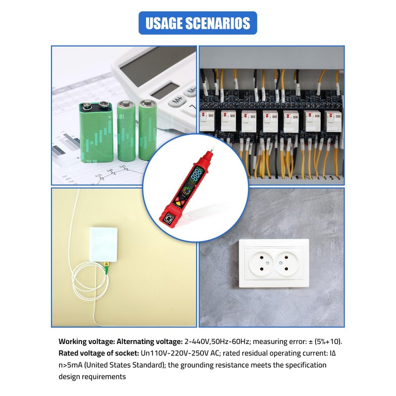 Non-Contact Voltage Tester, Dual Range AC 2-440V, 50Hz-60H Live/Zero Wire