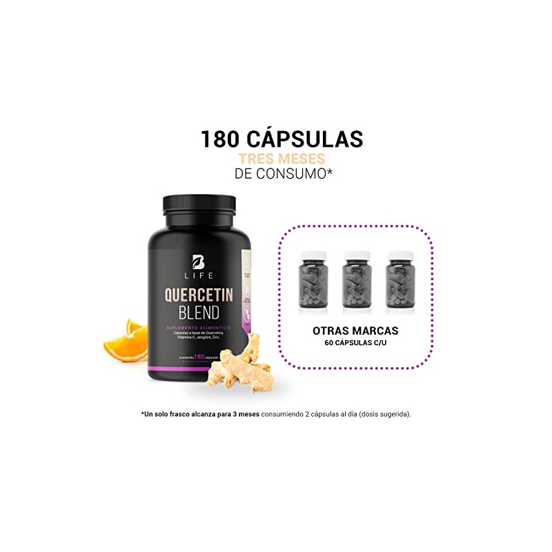 Life Quercetina 180 Cápsulas Ingredientes Naturales Vitamina Zinc