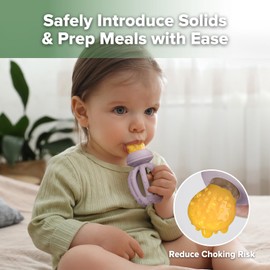 Haakaa Octopus Baby Fruit Food Feeder & Mini Freezer Nibble Tray Combo, Breastmilk Popsicle Molds for Cooling Relief, BPA Free Silicone Feeder for Safe Infant Self Feeding, 4 Month+ (Lavender)