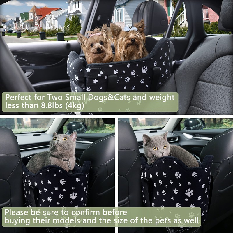 Center Console Dog Car Seat for Medium Dogs, Black