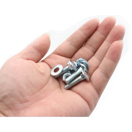 LBY 15 Sets Carriage Bolts Screws Assortment Kit, 1/4-20 x 1'' Round Head Square Neck Bolts (with Hex Nuts and Flat Washers), Carbon Steel (Zinc Plated), Silvery