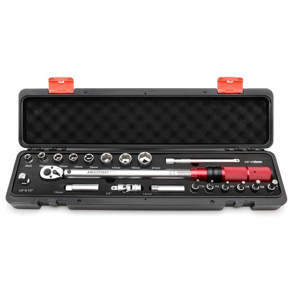 1/4 &3/8 &1/2-inch Drive Click Torque Wrench Set,7.3-81ft.lb,3.7-44ft.lb,15-162ft.lb,Dual-Direction Adjustable 72-Tooth