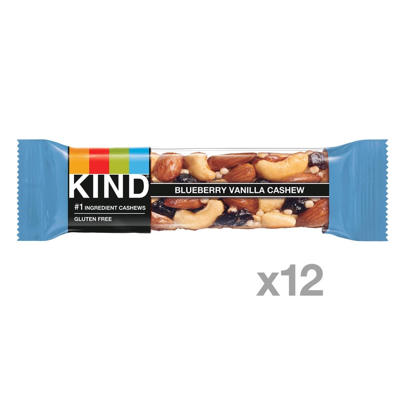KIND Bars, Blueberry Vanilla & Cashew, Gluten Free, Low Sugar,