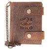 Men's Natural Genuine Leather Wallet with Metal Chain with Scorpion