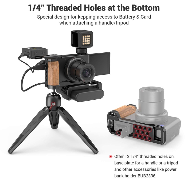 SmallRig L-Shape Wooden Grip with Cold Shoe for Sony ZV1