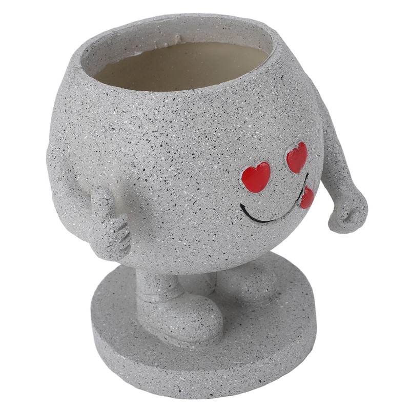 Succulent Pot Adorable Smiling Figure Standing Thumb Up Resin Flower
