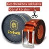 Cartvelli Men's Business Leather Belt with Gift Box Made in