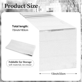 timecity Silver Table Runner Glitter Table Runner 13 x 72 Inches Sequin Mirror Tablecover Retro 70s 80s Theme Party Table Decor for Birthday Dance Party Disco Theme Party Hip Hop Party Supplies