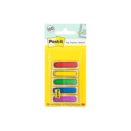 Post-It Banderas, 0.5 x 1.7 pulgadas, 100 banderas con dispensador, rojo, azul, verde, amarillo, morado