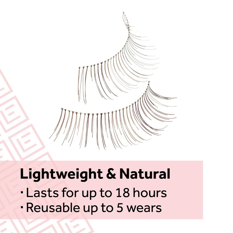 Eylure Naturals No. 020 Reusable Eyelashes, Adhesive Included, Black, 4
