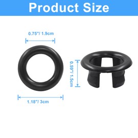 Hordion 4 Pcs Sink Overflow Ring Round Hole Trim, Black Bathroom Sink Overflow Cover for Home Kitchen Bathroom