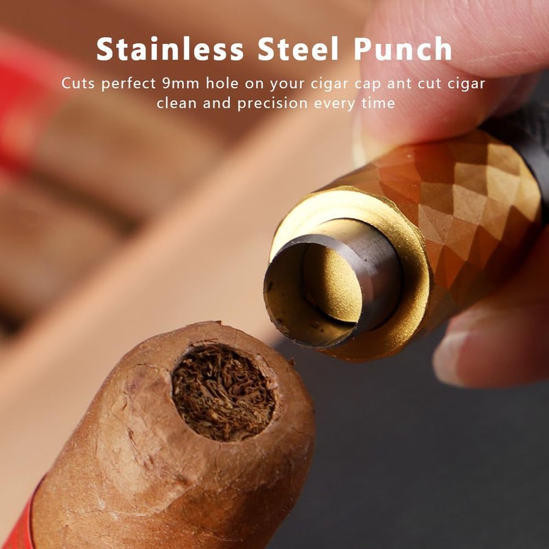 KEENSUN 4-in-1 Cigar Punch Tool Set with 2 Size Cigar