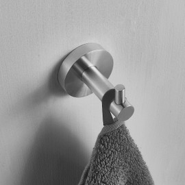 HITSLAM 2 Packs Towel Hooks Wall Hooks Modern Brushed Nickel Bathroom Hooks for Bath Towels Hook, Premium SUS 304 Stainless Steel Heavy Duty Shower Robe Hand Hooks for Bathroom, Kitchen, Hotel