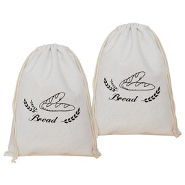 2-Pack Reusable Linen Bread Bags with Plastic Lining - Keeps Homemade Bread Fresh (42cm x 32cm)