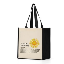 Sunshine Gifts Human Sunshine Definition Waterproof Tote Bag Beach Bag Reusable Grocery Bags Mothers Day Boss Day Christmas Thank You Gifts Inspirational Gifts for Women Mom Friends Manager Bestie