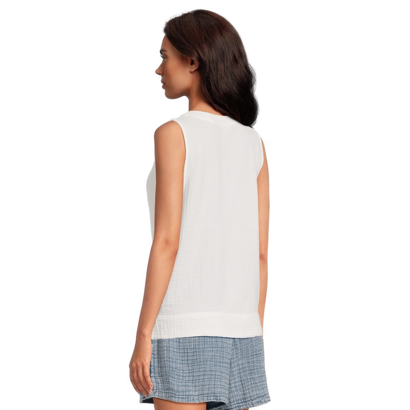 Faherty Women's Dune Cotton Gauze Sleeveless Popover, White