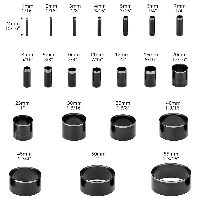 QWORK Leather Circle Cutter Tool Set - 21-Piece High Carbon