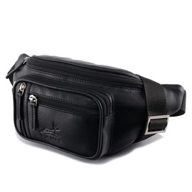 Fa.Volmer Bum Bag | Belt Bag | Hip Bag in Real Leather for Men and Women | Black | Adjustable Strap up to 130 cm | Model: Palma