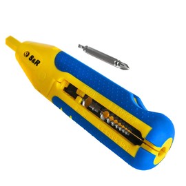 S&R Multi Universal Wire Stripper/Cable Cutter 3 x 1.5 mm/PZ2 Bit Holder and Slotted 4.0 mm Cable Stripper Low Voltage 8-13 mm Cable for Satellite 20AWG/RG6 and RG59 Cable Stripper Stripper