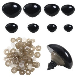 Toaob 114 Pieces Doll Nose Safety Nose Plastic Craft Nose Black Set 7 mm to 24 mm with Washers for Doll Puppet