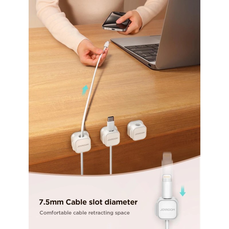 JOYROOM 6 Pack Magnetic Cable Clips, Adjustable Cord Holder, Under