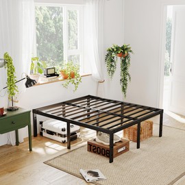 LUKIROYAL 20 Inch King Size Bed Frame, Tall Metal Platform Base with Large Storage Space, Heavy Duty Steel Slats, Easy Assembly, Noise-Free, No Box Spring Needed, Non-Slip, Black