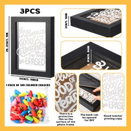 CroBlissful 3 Pcs 5.9 x 7.9 Inch Teacher Appreciation Gift Shadow Box Thank You Keepsake Gifts Graduation End of Year Wall Table Decor The Influence of a Good Teacher Can Never Be Erased