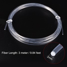 sourcing map PMMA Side Glow Fiber Optic Cable 2mm 3.0M for LED Light Guide in Home, Hotel