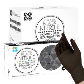 ASAP Black Nitrile Gloves Medium - 4 Mil Black Exam Gloves, Black Latex Free Gloves, Powder Free Gloves - Medical, Food Safe, Disposable Black Gloves - Medium Black Nitrile Gloves - Pack of 100