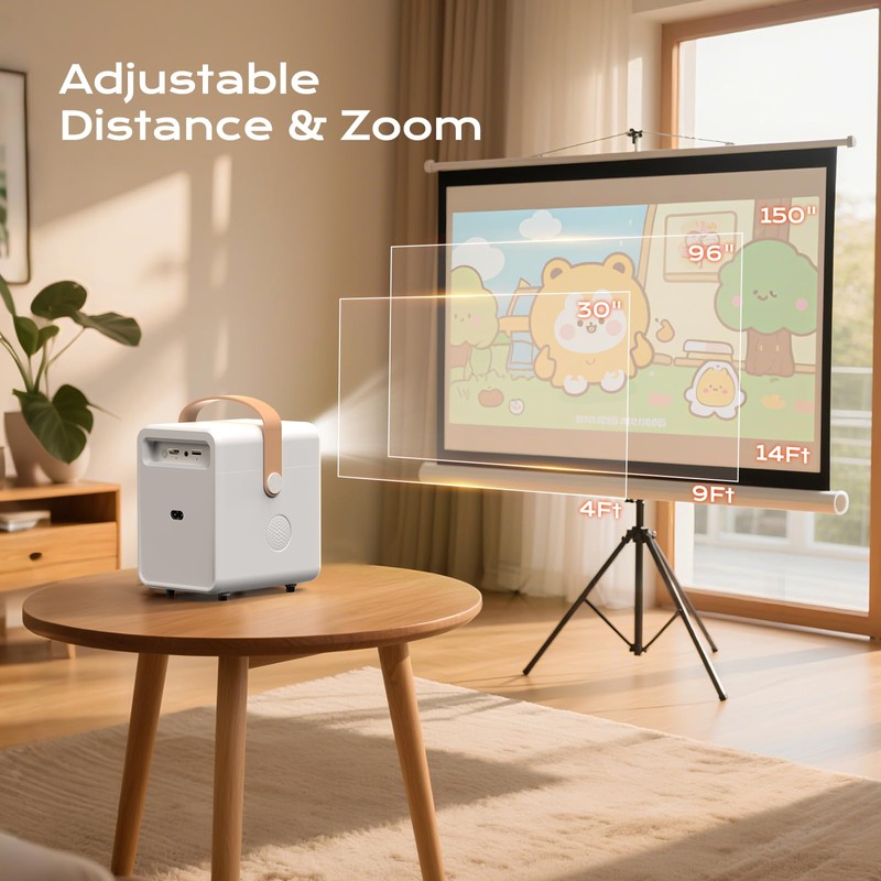 BESGEER Mini Projector WiFi for Tufting, 5.2 Built-in Bluetooth Portable