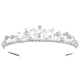 SAMKY Wedding Headpiece Pearl Rhinestone Crystals Bridal Headpiece for Romantic Bride
