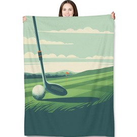 Turamurra Golf Course Throw Blanket 50"x60", Sports-Themed Blankets for Living Room Bedroom Decor, Soft Flannel Plush Gifts for Golf Lovers Adults Kids
