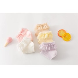 Gwenveni - Calcetines de algodón con ribete de encaje y volantes para niñas pequeñas, paquete de 5, 107 Volantes, 1-2 Años