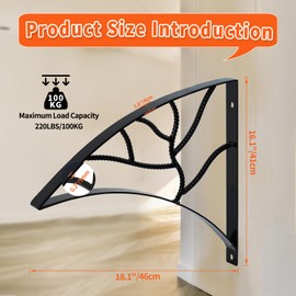 Yahpetes Hand Rails 1-2 Steps Porch Handrails Wrought Iron Handrail Grab Rail Single Post Railing 18.1"X16.1" Black Stair Railing Bracket Metal Art Wall Mount Rail for Outdoor Step