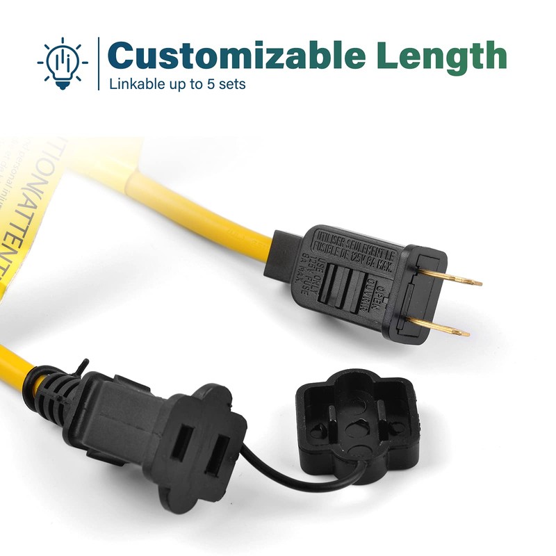 Construction Lights String Temporary Lighting - 200ft Work Light Stringer