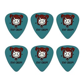 Stay Creepy Girl with Hearts and Bow Novelty Guitar Picks Medium Gauge - Set of 6