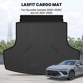 LASFIT Cargo Mat for Hyundai Sonata 2025 2024 2023 2022 2021 2020 / Kia K5 2021-2025, All Weather TPE Custom Fit Car Trunk Mats Cargo Liners Accessoires, Black